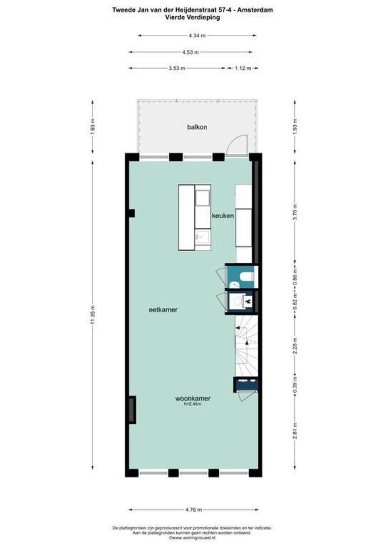 Tweede Jan van der Heijdenstraat 57 4, Amsterdam plattegrond-0