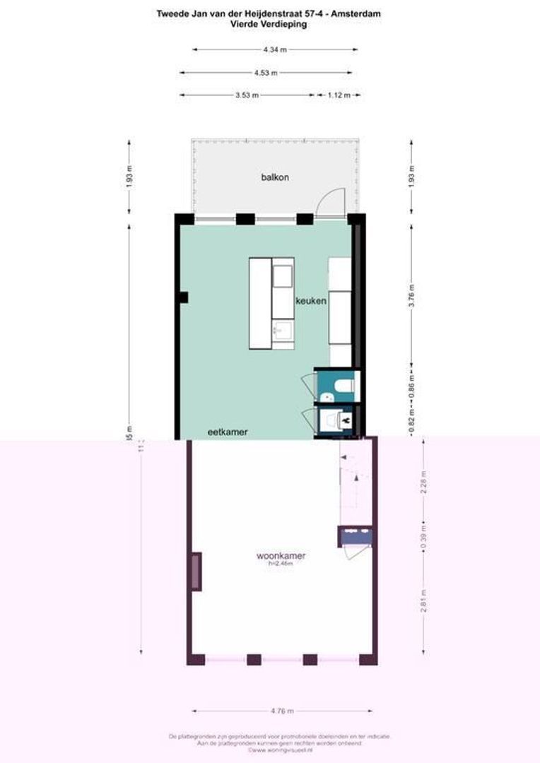 Tweede Jan van der Heijdenstraat 57 4, Amsterdam plattegrond-3