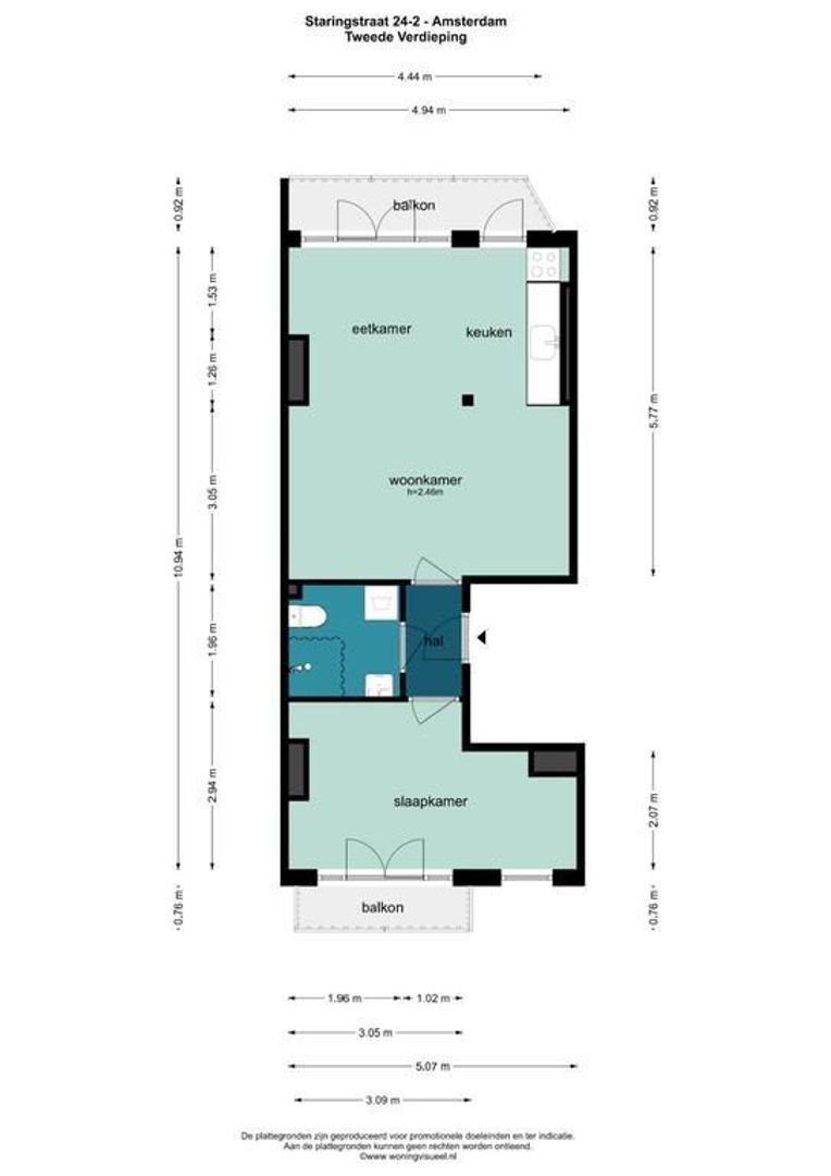 Staringstraat 24 2, Amsterdam plattegrond-1