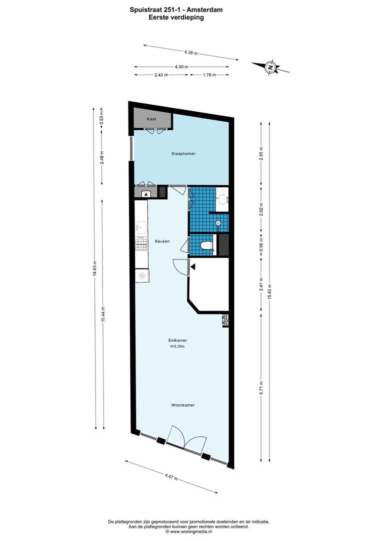 Spuistraat 251 1, Amsterdam plattegrond-1