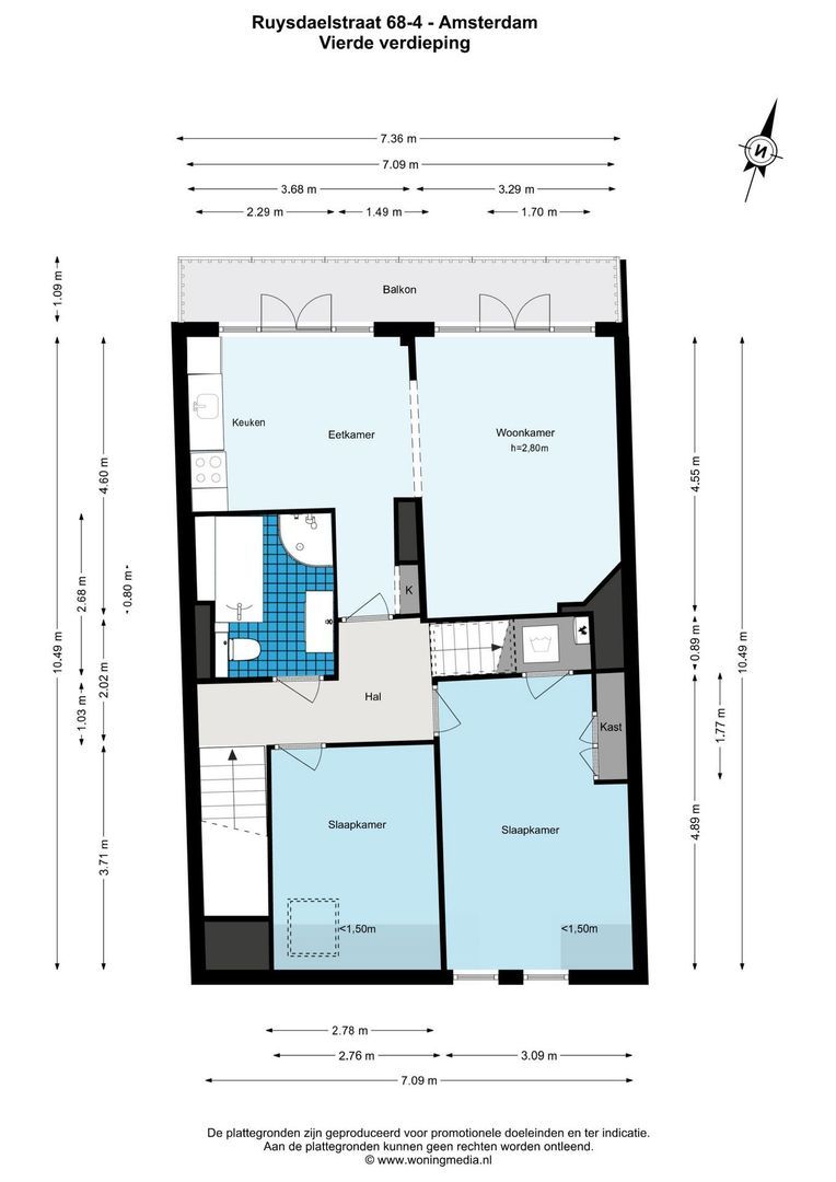 Ruysdaelstraat 68 4, Amsterdam plattegrond-3