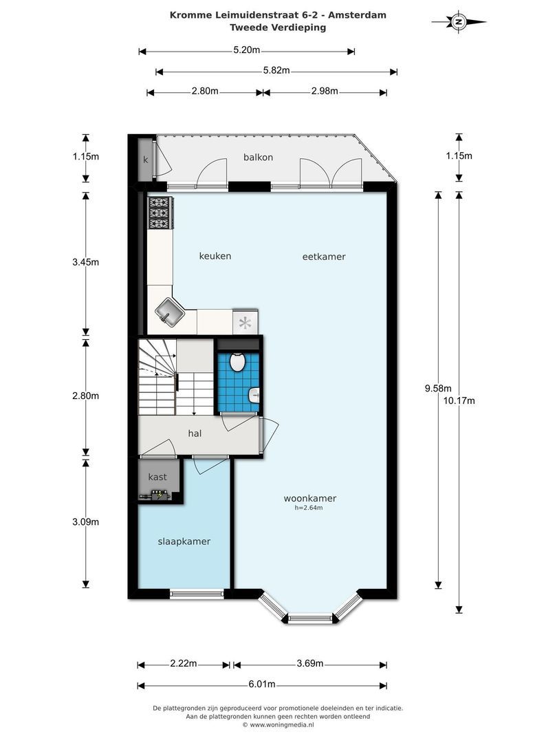 Kromme Leimuidenstraat 6 2, Amsterdam plattegrond-1