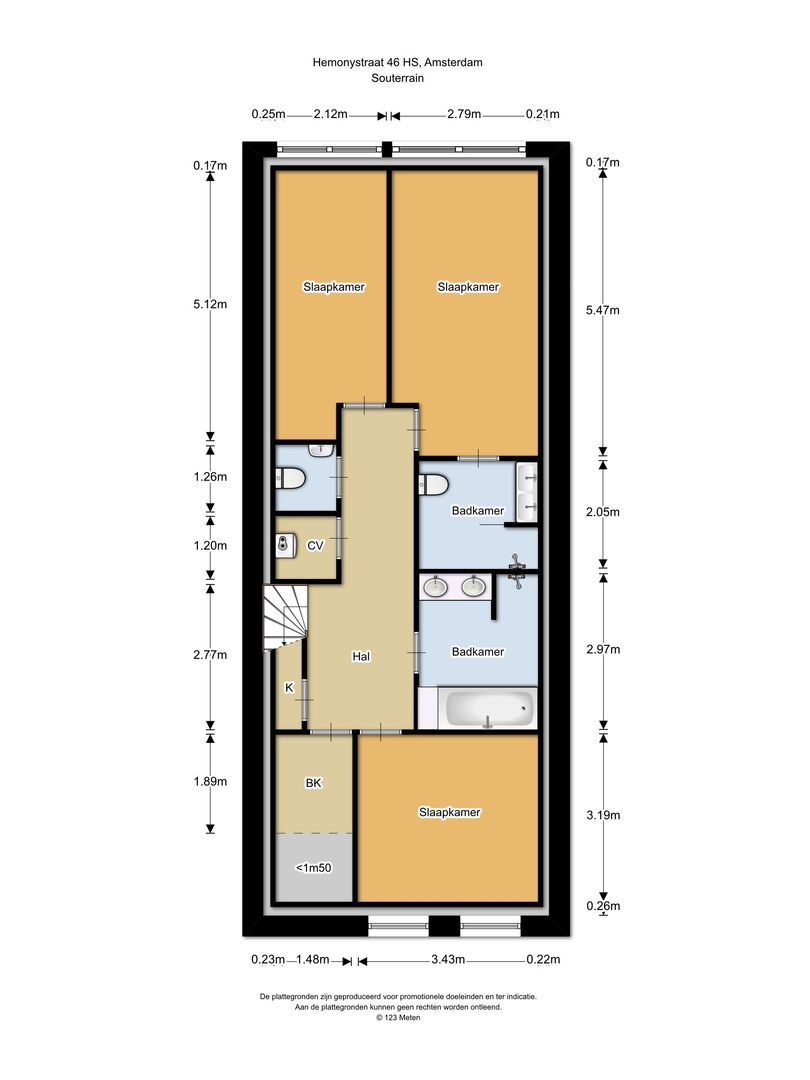 Hemonystraat 46 H, Amsterdam plattegrond-1
