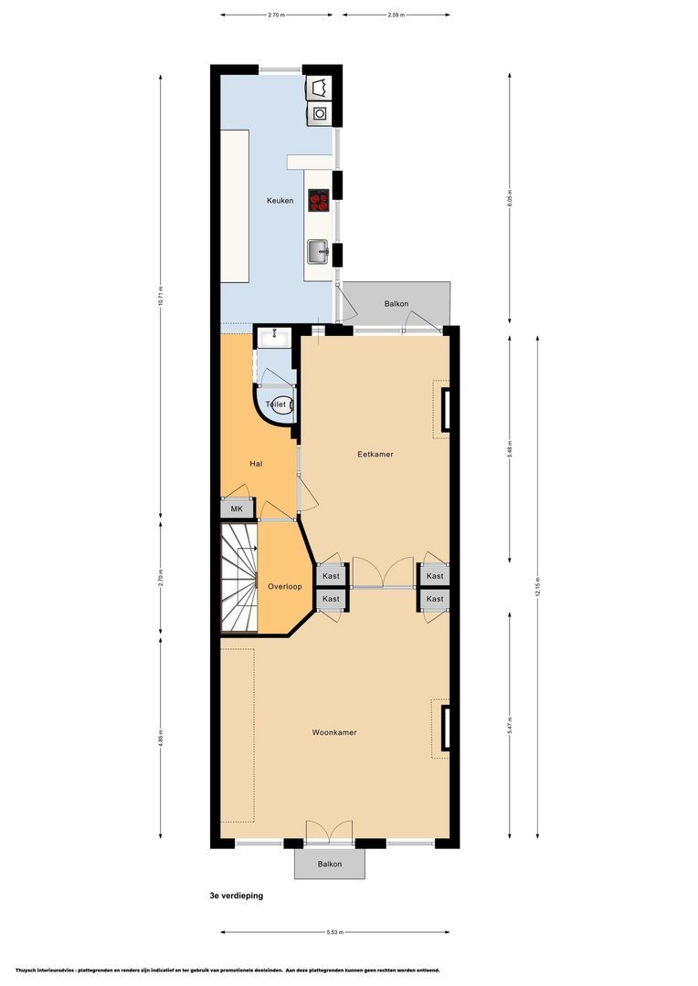 Amstel 157 3, Amsterdam plattegrond-0