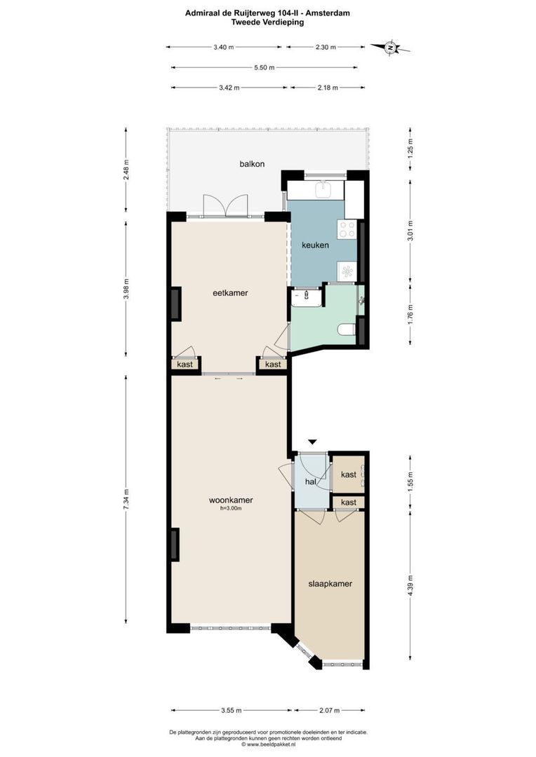 Admiraal De Ruijterweg 104 2, Amsterdam plattegrond-4