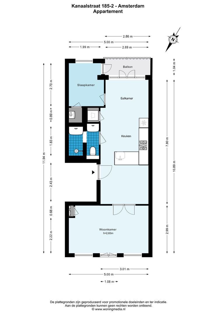 Kanaalstraat 185 2, Amsterdam plattegrond-3