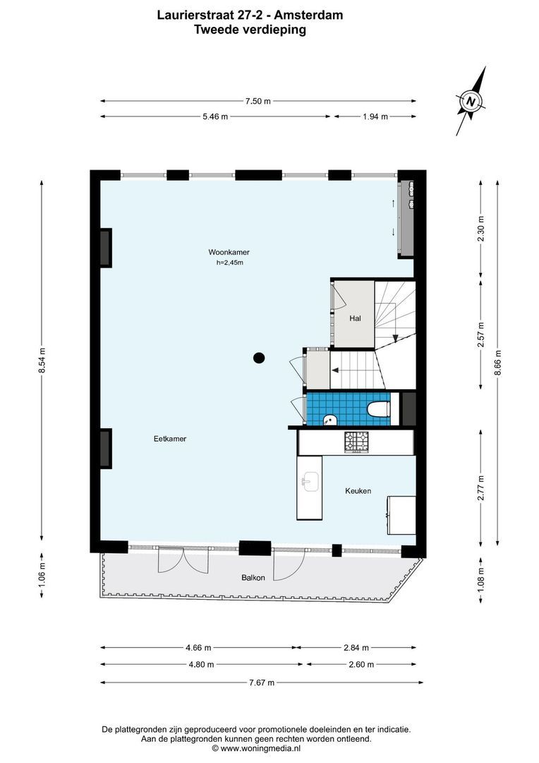 Laurierstraat 27 2, Amsterdam plattegrond-3