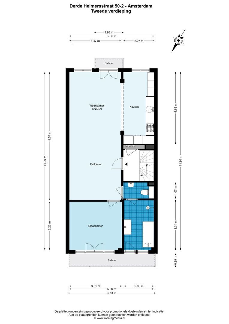 Derde Helmersstraat 50 2, Amsterdam plattegrond-0