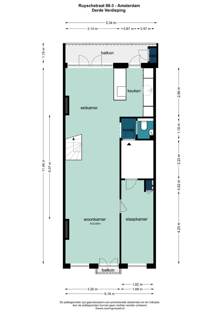 Ruyschstraat 98 3, Amsterdam plattegrond-1
