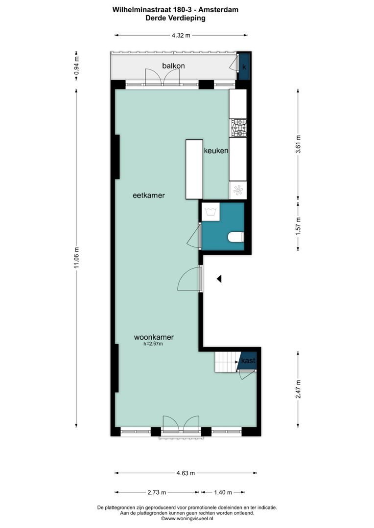 Wilhelminastraat 180 3, Amsterdam plattegrond-2