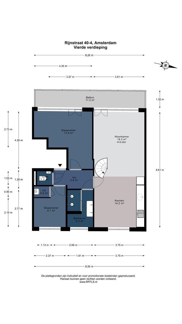 Rijnstraat 40 4, Amsterdam plattegrond-0