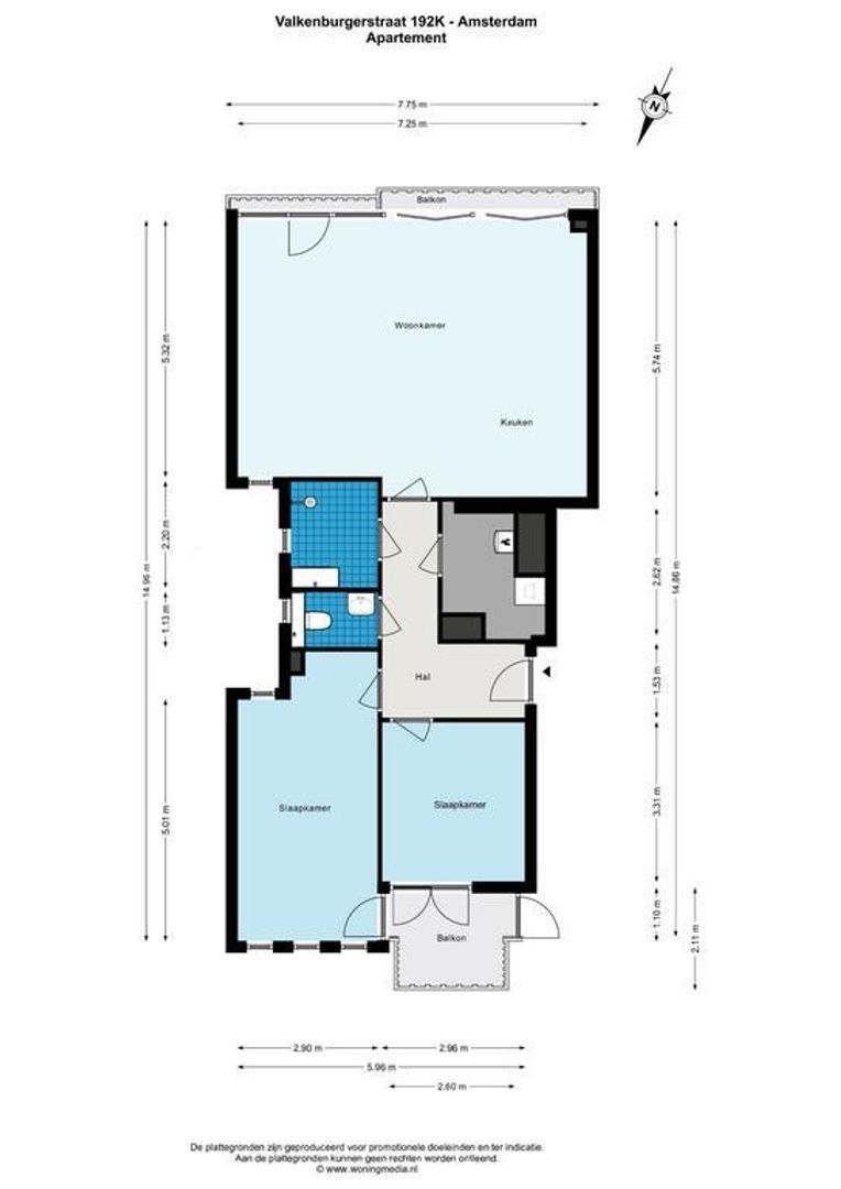 Valkenburgerstraat 192 K, Amsterdam plattegrond-0
