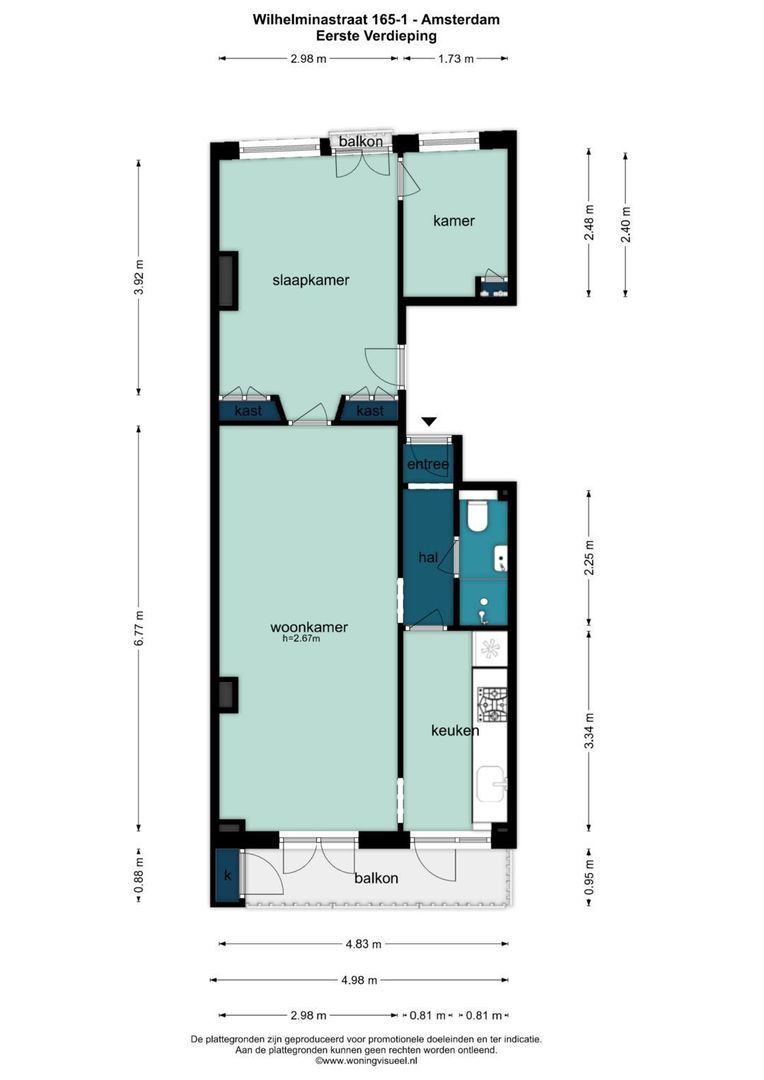 Wilhelminastraat 165 1, Amsterdam plattegrond-0