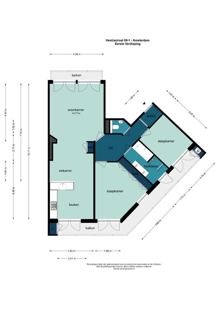 Hestiastraat 69 1, Amsterdam plattegrond-1