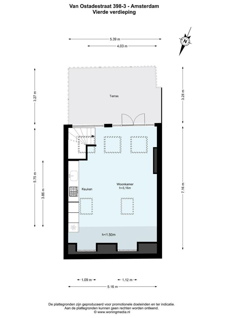Van Ostadestraat 398 3, Amsterdam plattegrond-0