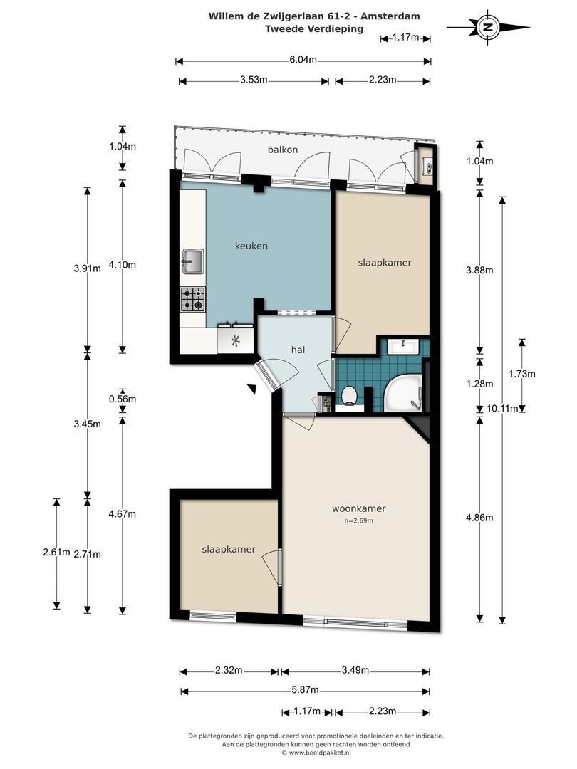 Willem de Zwijgerlaan 61 2, Amsterdam plattegrond-0