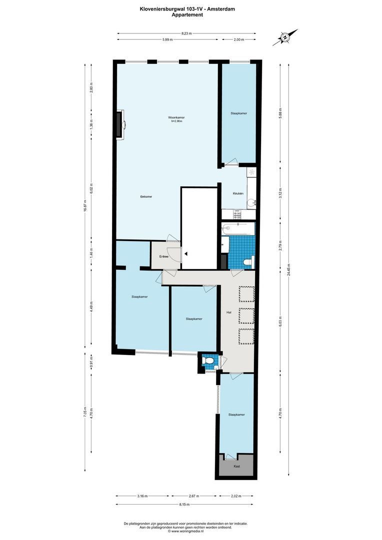 Kloveniersburgwal 103 1V, Amsterdam plattegrond-0