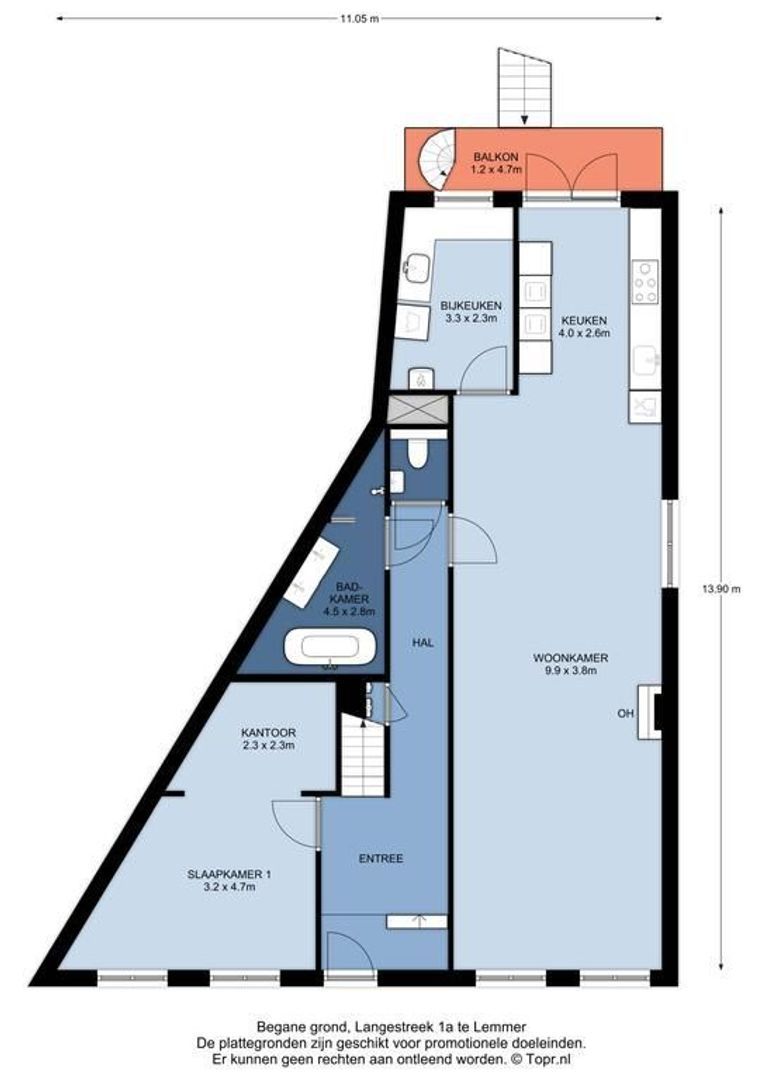 Langestreek 1 A, Lemmer plattegrond-1