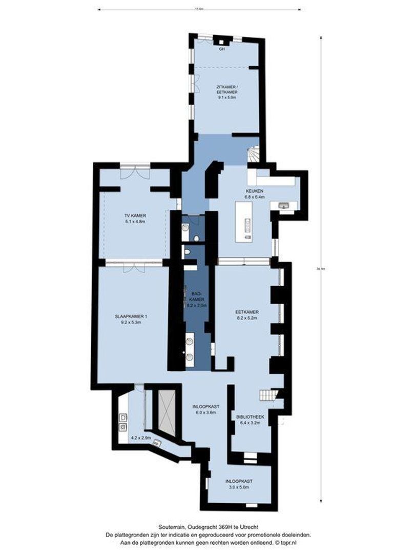 Oudegracht 369 H, Utrecht plattegrond-1