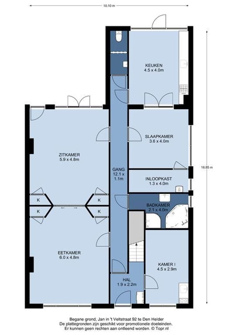Jan in 't Veltstraat 92, Den Helder plattegrond-0