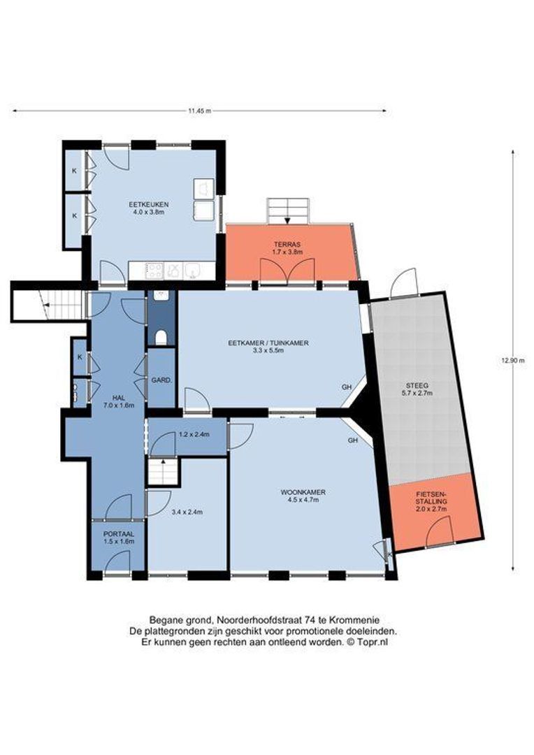 Noorderhoofdstraat 74, Krommenie plattegrond-0