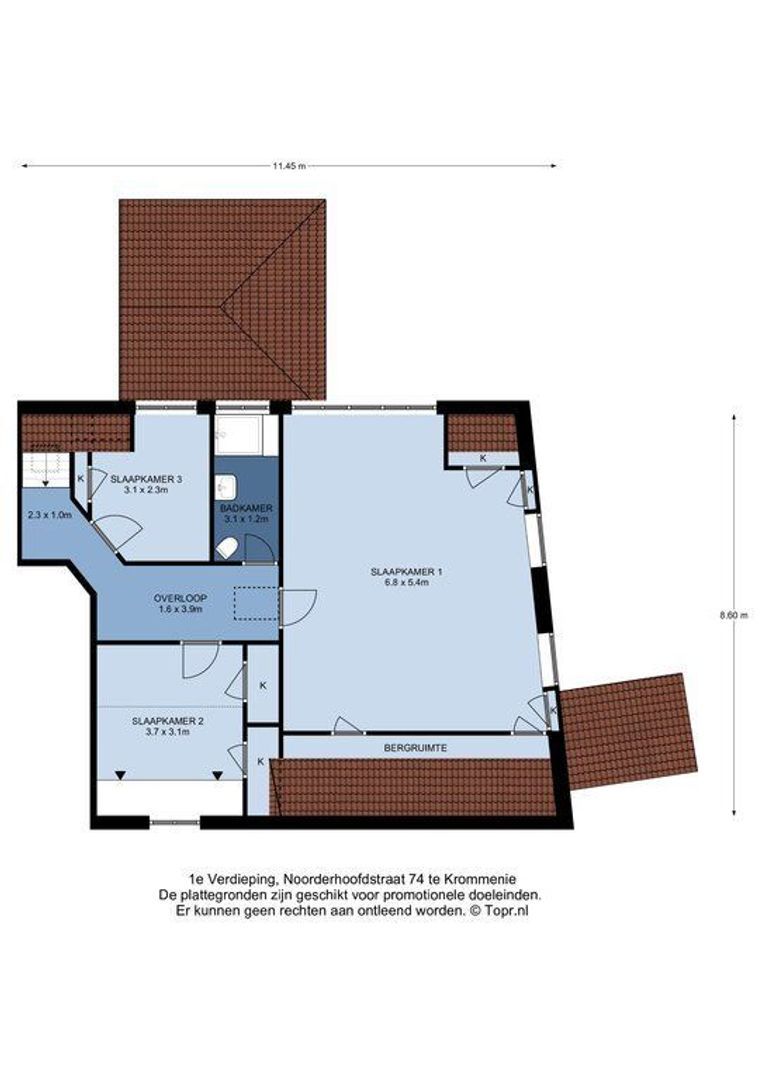 Noorderhoofdstraat 74, Krommenie plattegrond-1