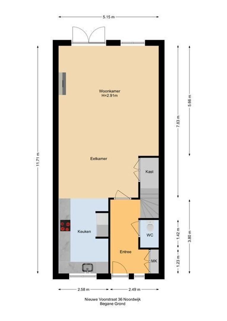 Nieuwe Voorstraat 36, Noordwijk plattegrond-1