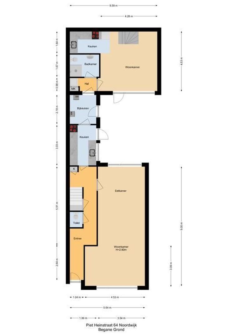 Piet Heinstraat 64, Noordwijk plattegrond-1