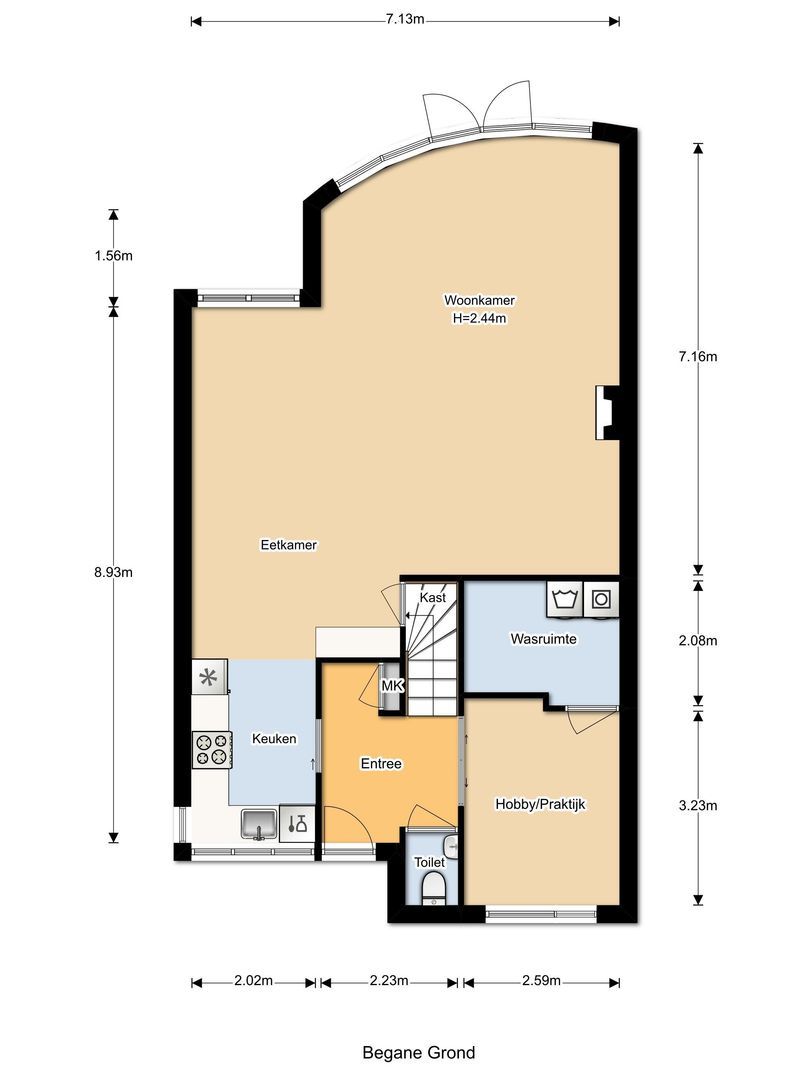 de la Bassecour Caanstraat 147, Noordwijk plattegrond-1