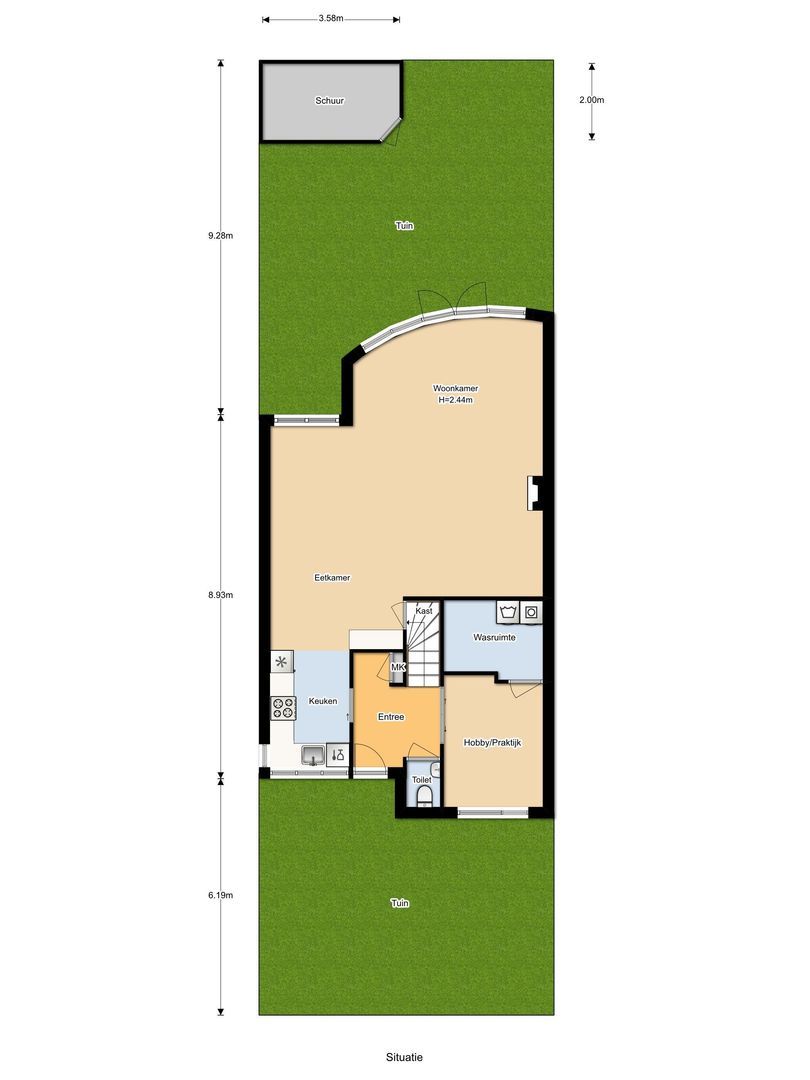 de la Bassecour Caanstraat 147, Noordwijk plattegrond-0