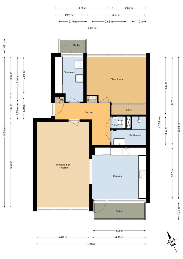 van de Mortelstraat 156, Noordwijk plattegrond-0