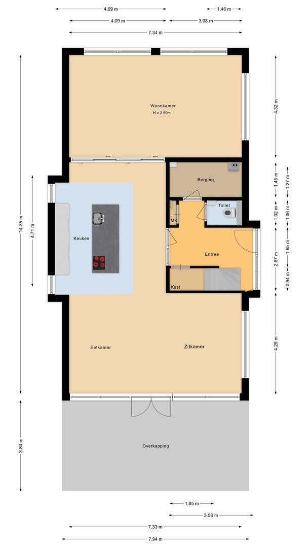Liduinalaan 16, Noordwijkerhout plattegrond-1