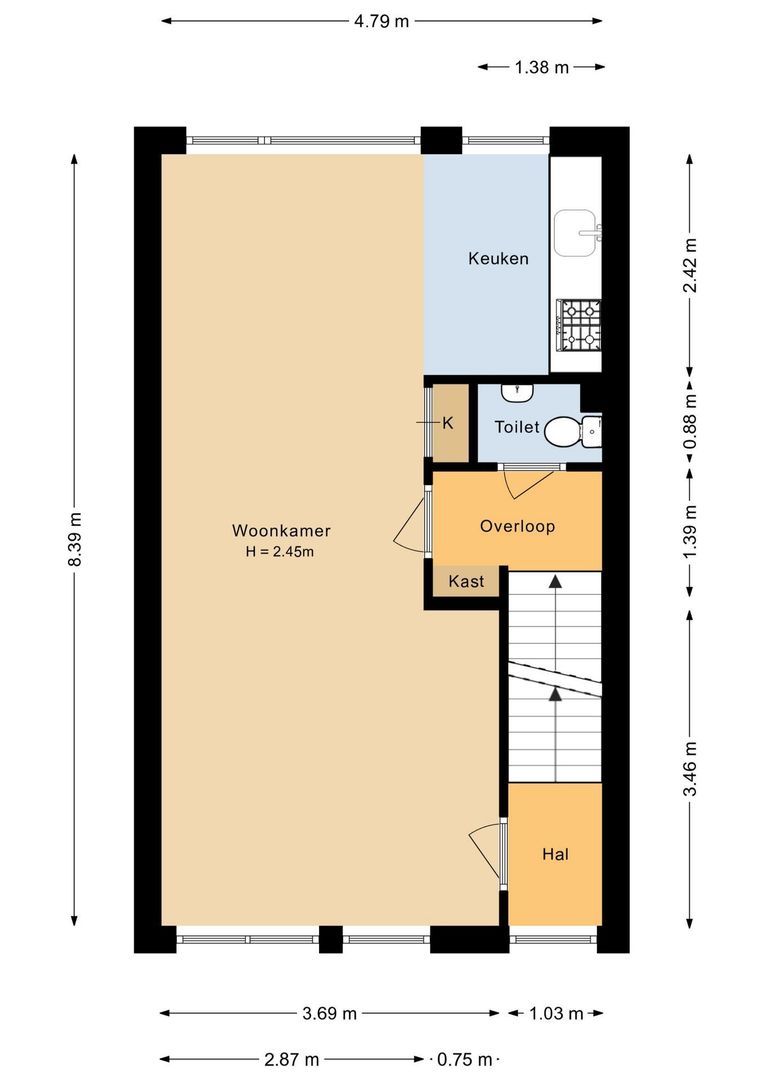 de la Bassecour Caanstraat 125, Noordwijk plattegrond-1