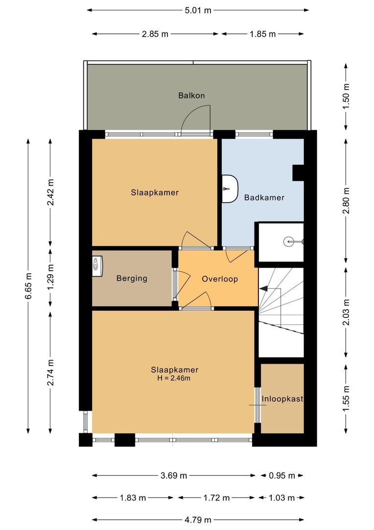 de la Bassecour Caanstraat 125, Noordwijk plattegrond-2