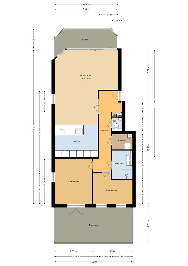 Prins Bernhardstraat 76, Noordwijk plattegrond-0
