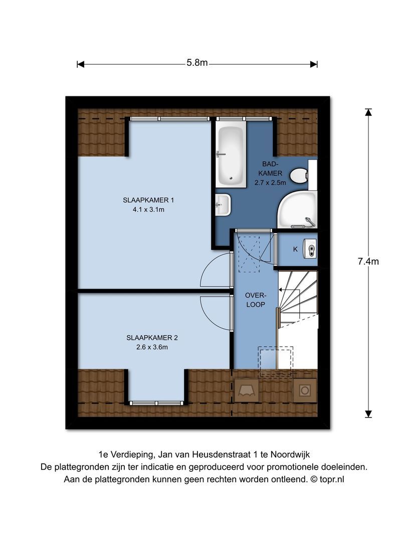 Jan van Heusdenstraat 1, Noordwijk plattegrond-1