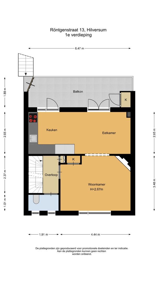Röntgenstraat 13, Hilversum plattegrond-1
