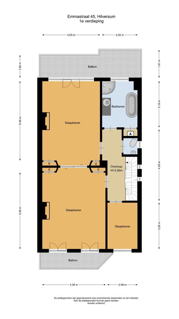 Emmastraat 45, Hilversum plattegrond-1