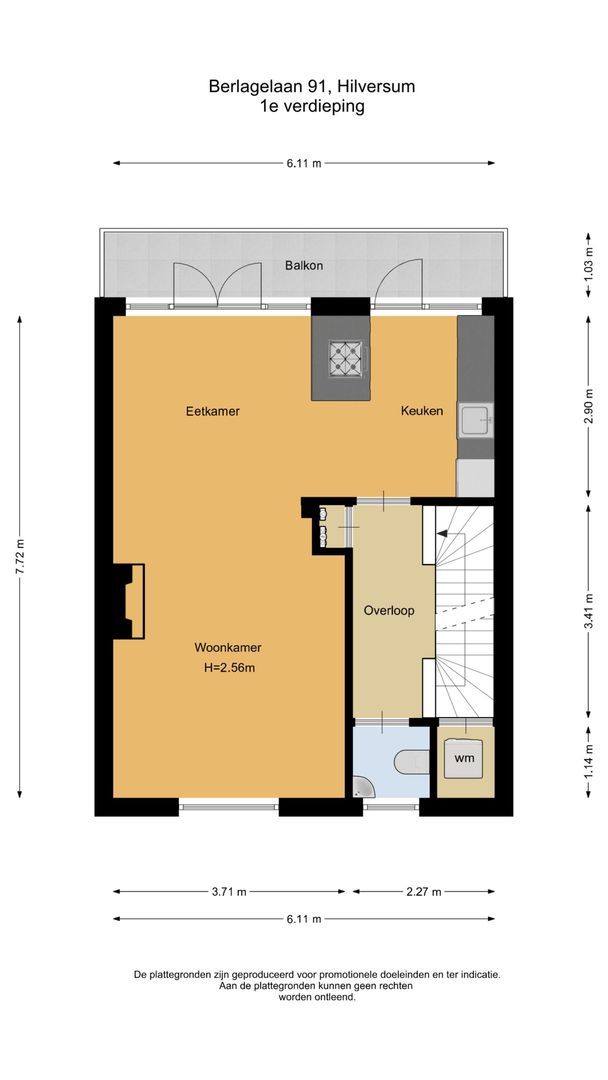 Berlagelaan 91, Hilversum plattegrond-1