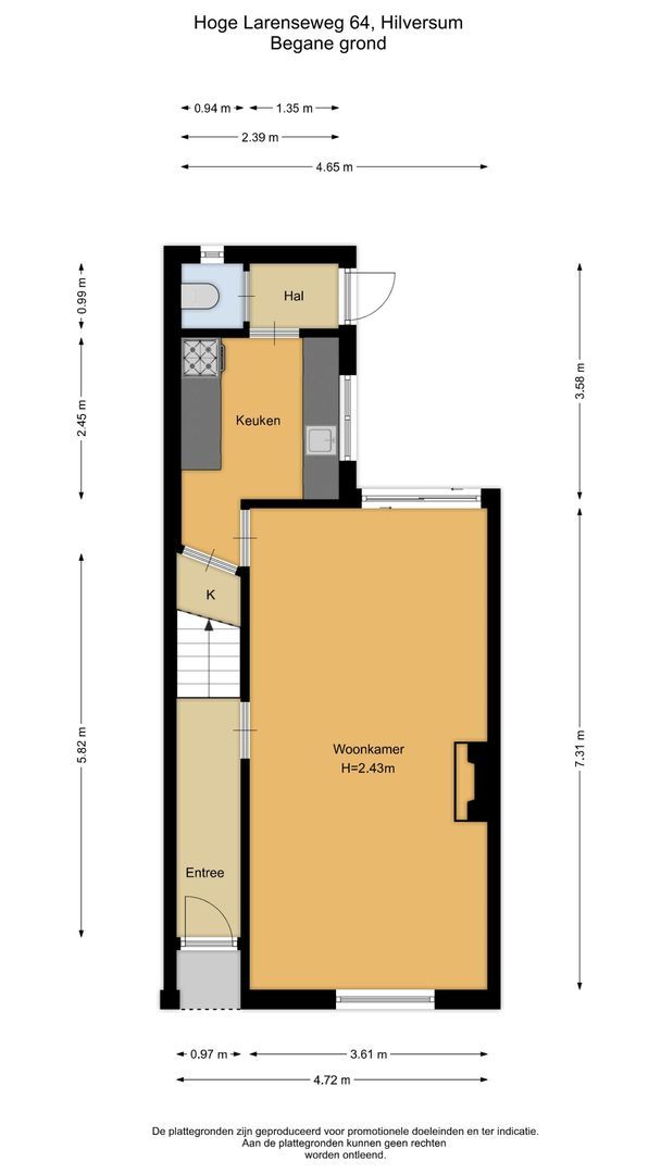 Hoge Larenseweg 64, Hilversum plattegrond-1