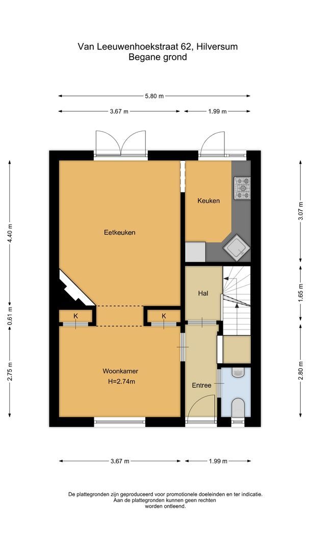 Van Leeuwenhoekstraat 62, Hilversum plattegrond-2