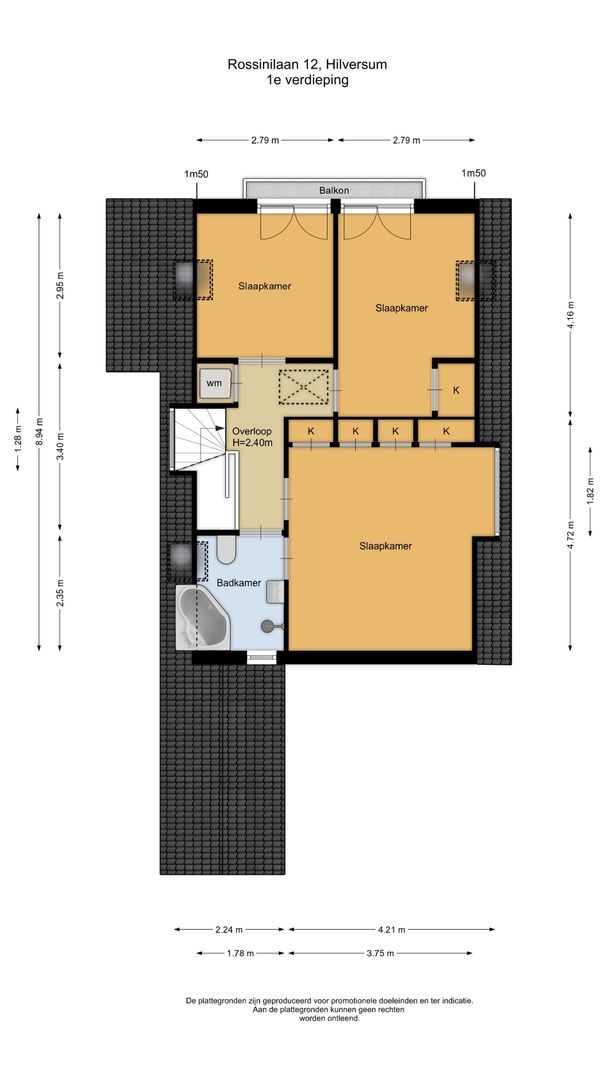 Rossinilaan 12, Hilversum plattegrond-1