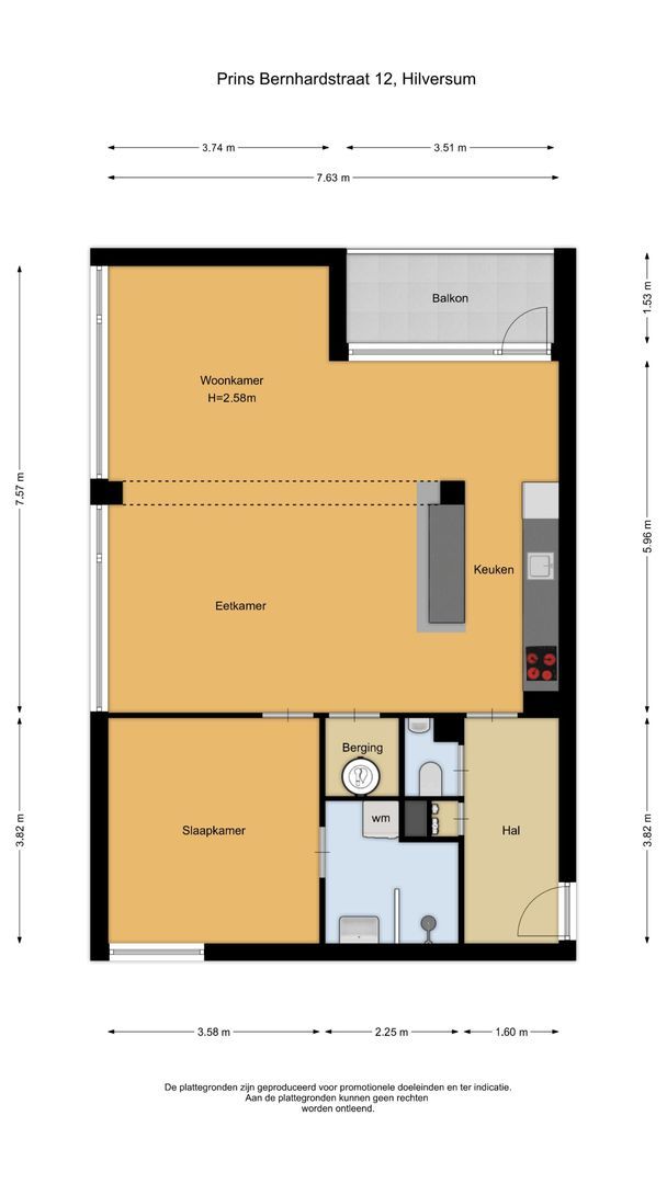 Prins Bernhardstraat 12, Hilversum plattegrond-0