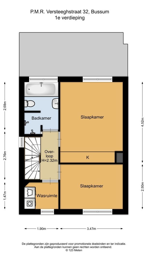 P.M.R. Versteeghstraat 32, Bussum plattegrond-1