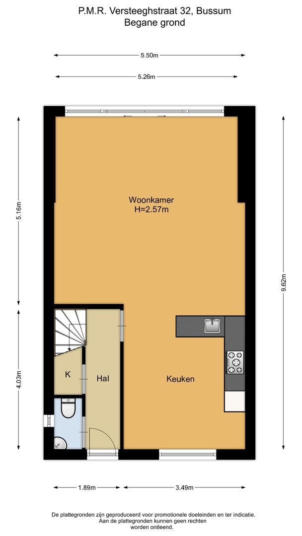 P.M.R. Versteeghstraat 32, Bussum plattegrond-0