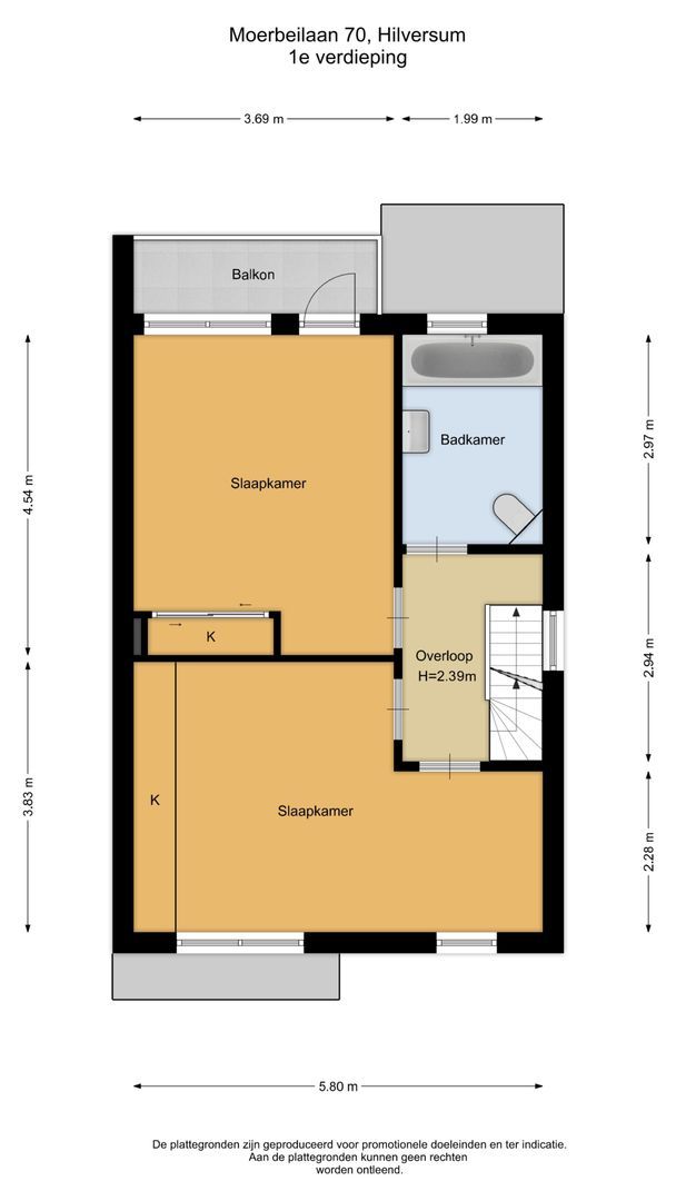 Moerbeilaan 70, Hilversum plattegrond-1
