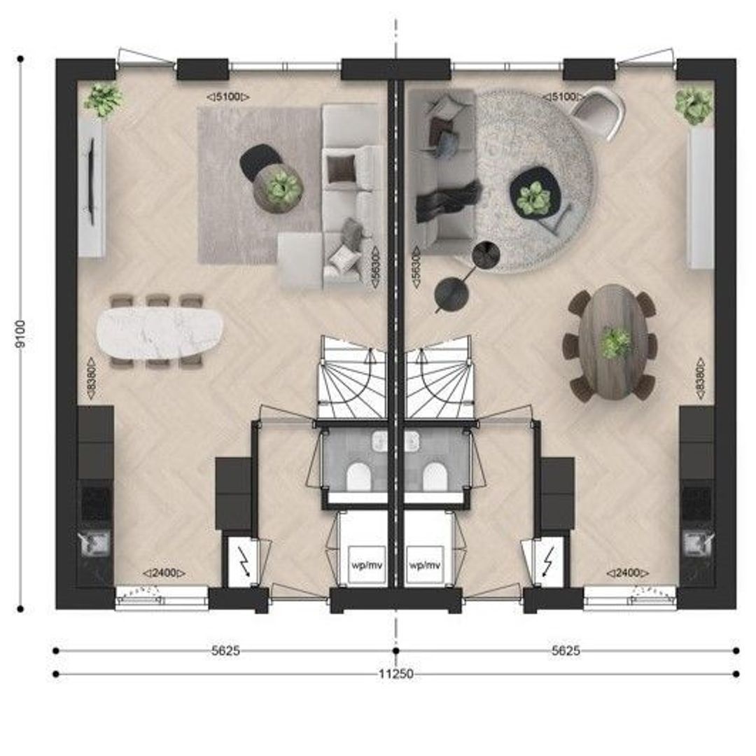 Dorpsweide type B | Túnstrjitte 0 ong, Mitselwier plattegrond-0
