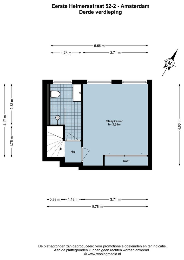 Eerste Helmersstraat 52 2, Amsterdam plattegrond-1