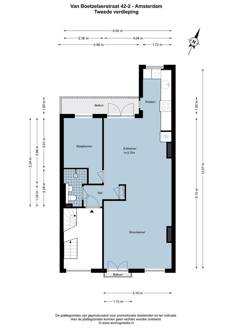 Van Boetzelaerstraat 42 2, Amsterdam plattegrond-0