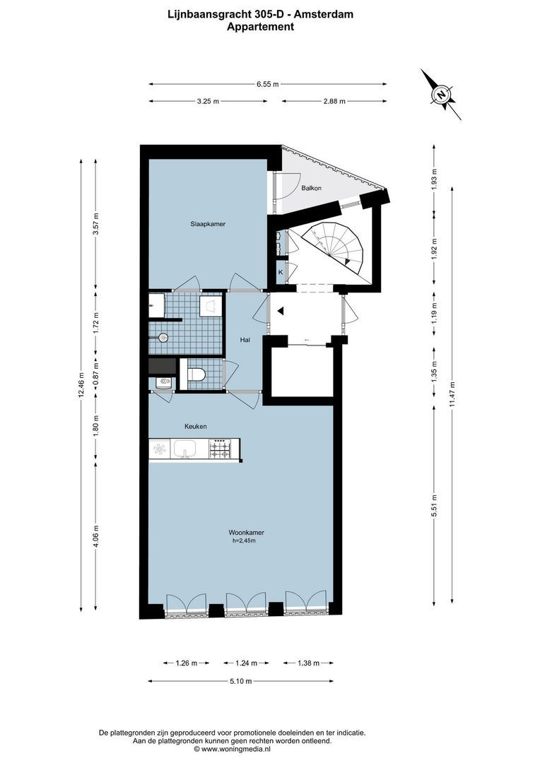 Lijnbaansgracht 305 D, Amsterdam plattegrond-0